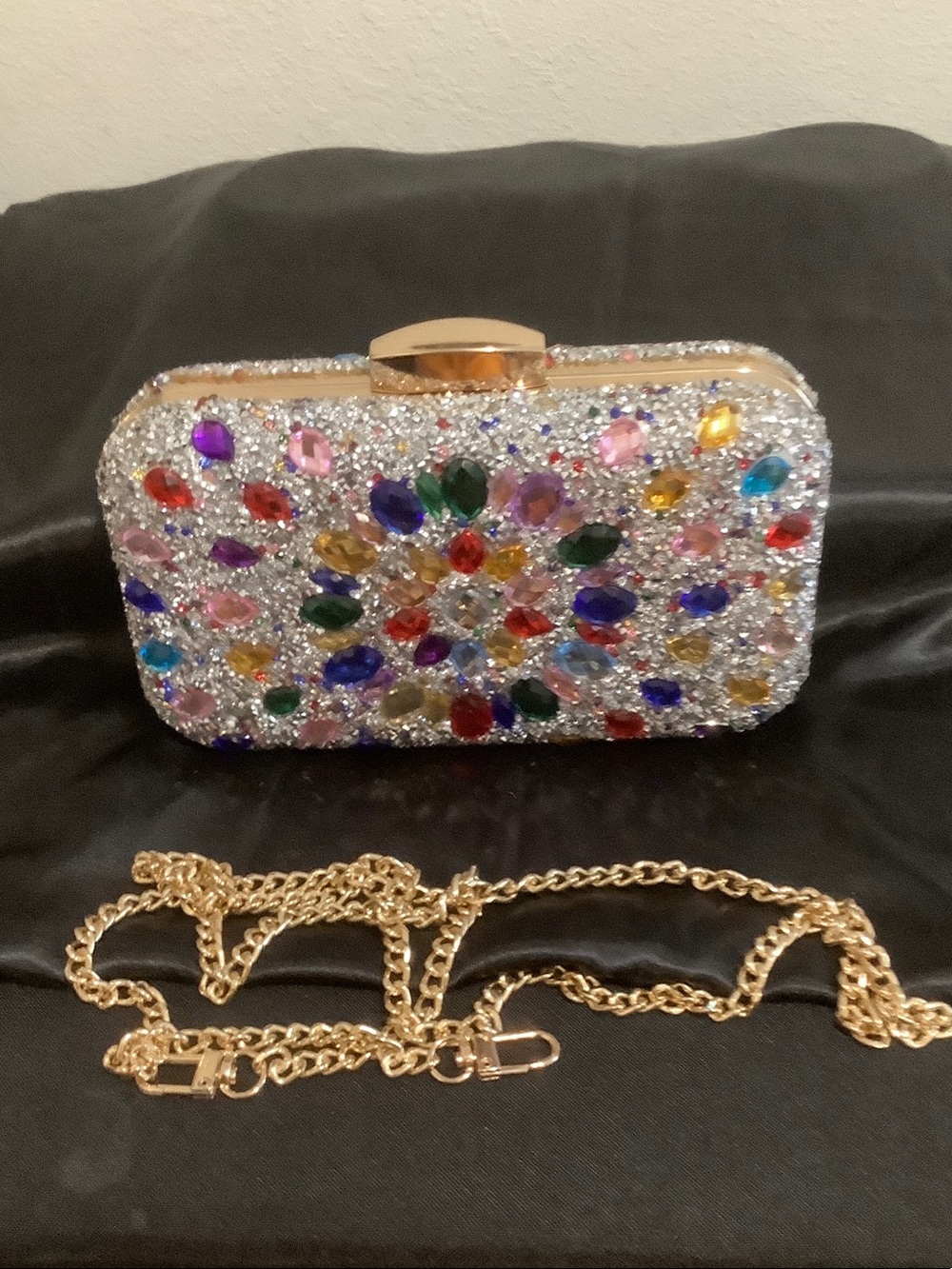 Crystal Multicolor Jeweled Evening Clutch - Unbranded